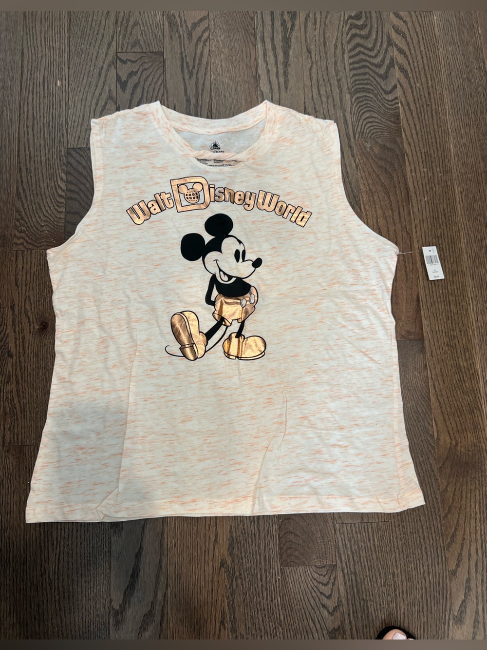 Disney Mickey Mouse Girls Sleeveless Tank Top - Cream with Peach Accents